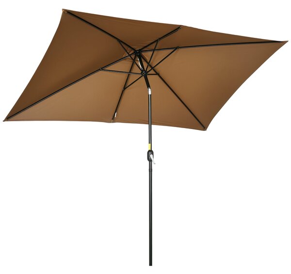Zahradní slunečník Outsunny 202x293 cm s nastavitelným úhlem, hliníkový sloup a UV ochrana pro zahradní terasu Hnědý | Aosom