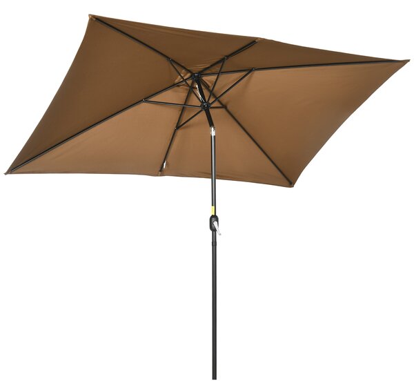 Zahradní slunečník Outsunny 202x293 cm s nastavitelným úhlem, hliníkový sloup a UV ochrana pro zahradní terasu Hnědý | Aosom