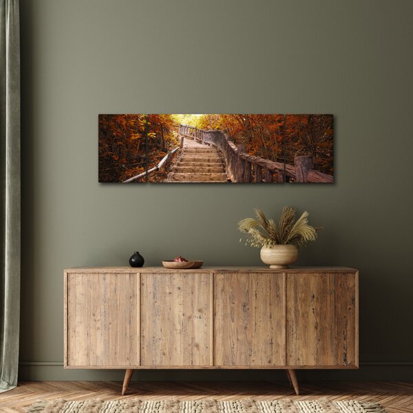 Obraz - Schody v přírodě na podzim (170x50 cm)