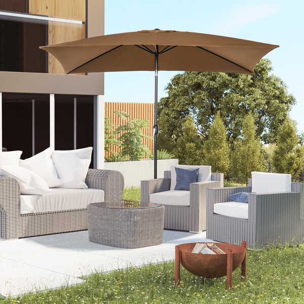 Zahradní slunečník Outsunny 202x293 cm s nastavitelným úhlem, hliníkový sloup a UV ochrana pro zahradní terasu Hnědý | Aosom