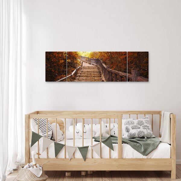 Obraz - Schody v přírodě na podzim (170x50 cm)