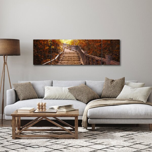 Obraz - Schody v přírodě na podzim (170x50 cm)