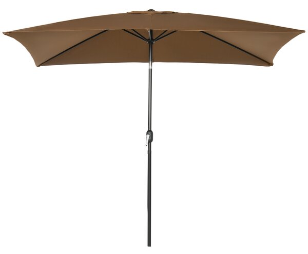 Zahradní slunečník Outsunny 202x293 cm s nastavitelným úhlem, hliníkový sloup a UV ochrana pro zahradní terasu Hnědý | Aosom