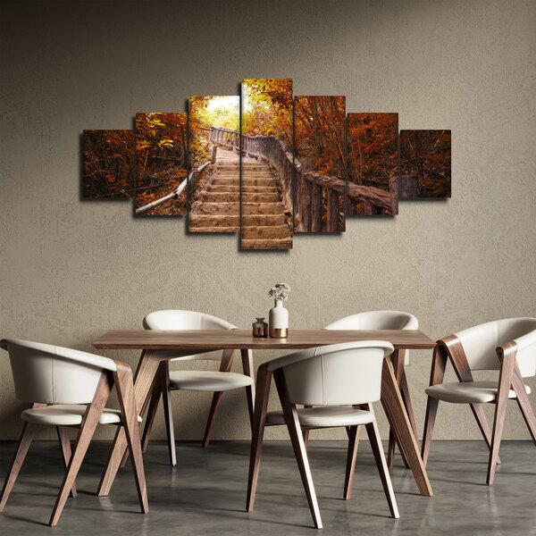 Obraz - Schody v přírodě na podzim (210x100 cm)