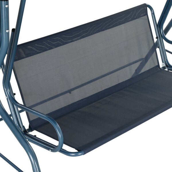 Zahradní houpačka Outsunny pro 2-3 osoby s nastavitelnou voděodolnou stříškou a ocelovým rámem 170x110x153 cm Modrá | Aosom