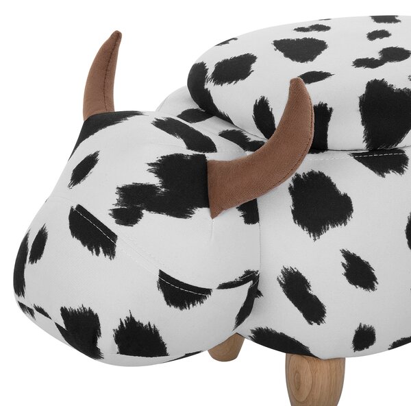 Zvířecí stolička s úložným prostorem COW Tkanina Bílá Kráva
