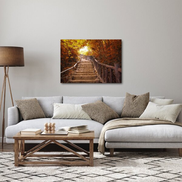 Obraz - Schody v přírodě na podzim (70x50 cm)