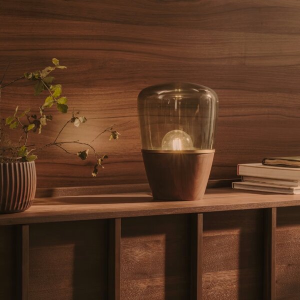 Zelená skleněná stolní lampa Kave Home Silex