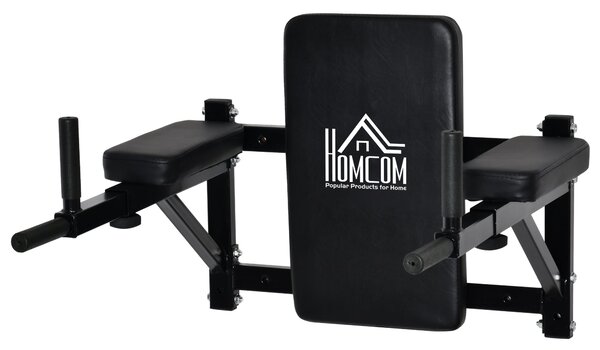 HOMCOM Nástěnná Hrazda s Nastavitelnými Rukojetěmi pro Shyby, Kliky a Crossfit Doma 70x53-63x48 cm Černá | Aosom