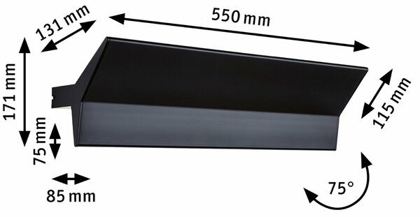 PAULMANN LED nástěnné svítidlo Smart Home Zigbee Stine měnitelná bílá / 230V 13W stmívatelné černá mat