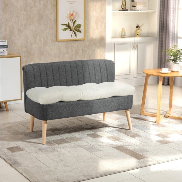 Outsunny Polstr na lavici pro 2 osoby 110x48x8 cm Obdélníkový polstr pro vnitřní i venkovní použití Pratelný s 8 stehy a pohodlným sezením na židle a