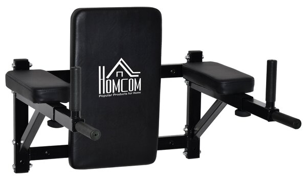 HOMCOM Nástěnná Hrazda s Nastavitelnými Rukojetěmi pro Shyby, Kliky a Crossfit Doma 70x53-63x48 cm Černá | Aosom