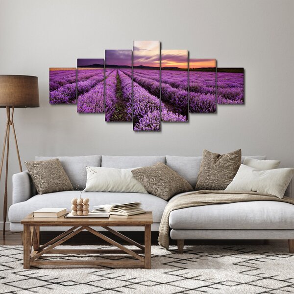 Obraz - Levandulové pole při západu slunce (210x100 cm)