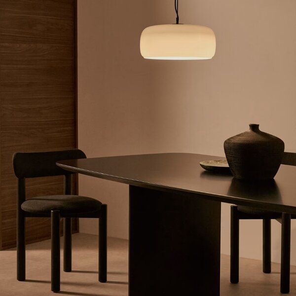 Šedé skleněné závěsné LED světlo Kave Home Reig 38 cm