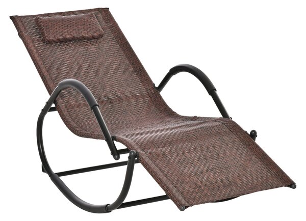 Outsunny Venkovní Houpací Lehátko s Područkami a Opěrkou Hlavy, Ratanový Efekt pro Zahradní Terasu, Maximální Zatížení 160 kg, 157x60x80 cm, Hnědé | A