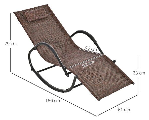 Outsunny Venkovní Houpací Lehátko s Područkami a Opěrkou Hlavy, Ratanový Efekt pro Zahradní Terasu, Maximální Zatížení 160 kg, 157x60x80 cm, Hnědé | A
