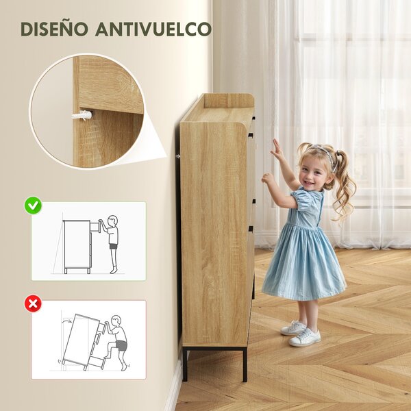 HOMCOM Úzká skříň na obuv se 4 dveřmi, regál na boty do předsíně s nastavitelnými policemi pro 16 párů bot 120x23,5x95,5 cm Dub | Aosom