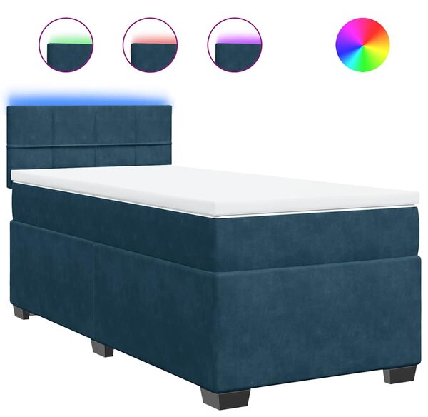 Box spring postel s matrací modrá 80 x 200 cm samet 3288466