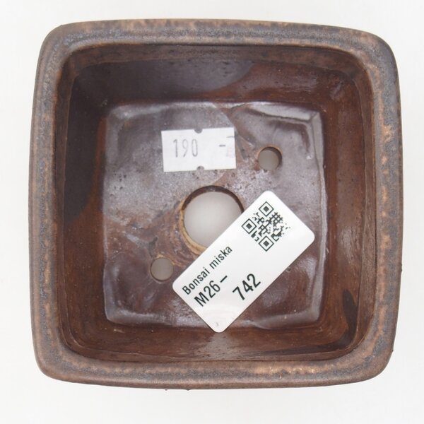 E-bonsai Keramická bonsai miska 8,5 x 8,5 x 5,5 cm hnědá