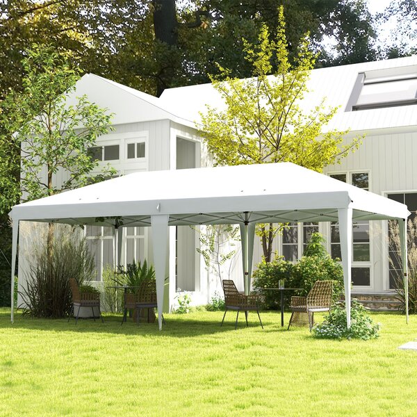 Skládací altán Outsunny 6x3 m - Přenosný stín s 3 nastavitelnými výškami, ochrana proti UV záření a taška pro přenášení pro kempování a oslavy | Aosom