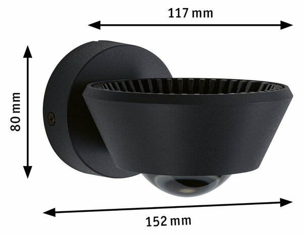 PAULMANN LED nástěnné svítidlo Sabik IP44 1x9W černá 797.69