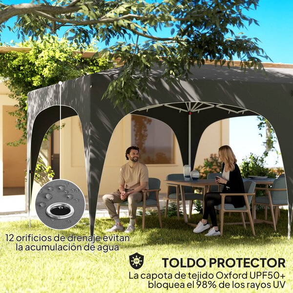 Skládací altán Outsunny 3x6 m s bočními panely UPF50+ - zahradní pavilon s nastavitelnou výškou a taškou pro přenášení pro kempování, párty, terasu |