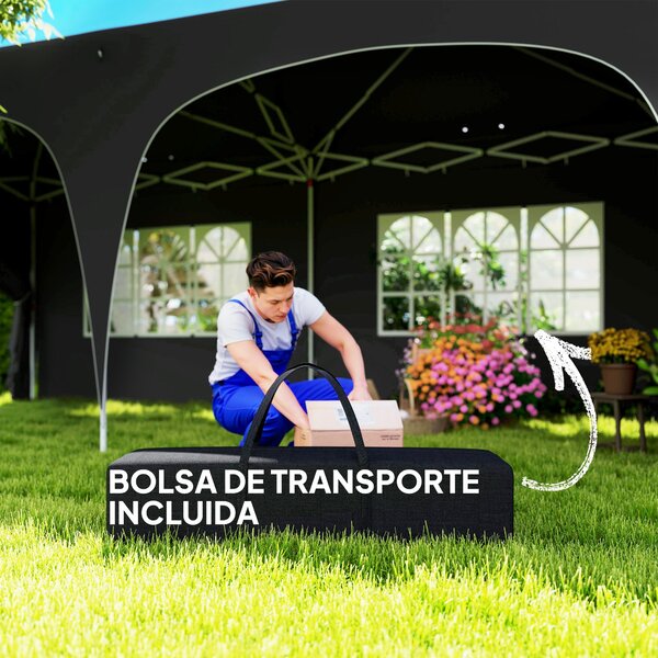 Skládací altán Outsunny 3x6 m s bočními panely UPF50+ - zahradní pavilon s nastavitelnou výškou a taškou pro přenášení pro kempování, párty, terasu |
