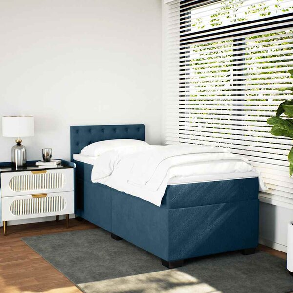 Box spring postel s matrací modrá 90 x 200 cm samet 3288514