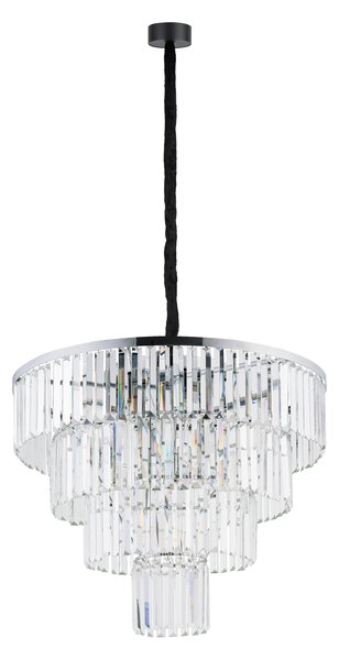 NOWODVORSKI Moderní závěsné osvětlení CRISTAL, 12xE14, 40W, 71cm, kulaté, stříbrné 7615