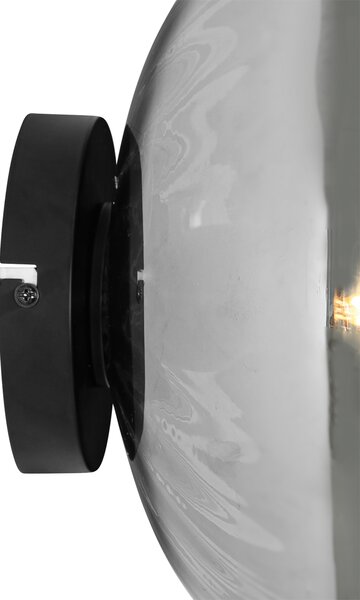 Art Deco nástěnná lampa černá s kouřovým sklem - Ayesha