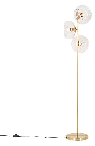 Stojací lampa ve stylu Art Deco zlatá se sklem 3-light - Ayesha