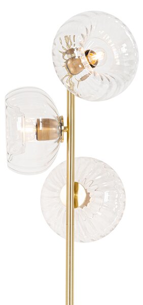 Art Deco stojací lampa zlatá se sklem 3-světlo - Ayesha