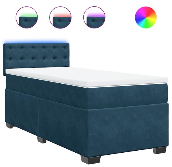 Box spring postel s matrací modrá 90 x 200 cm samet 3288514