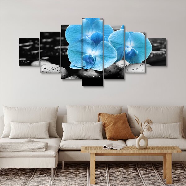 Obraz - Modrá orchidej (210x100 cm)