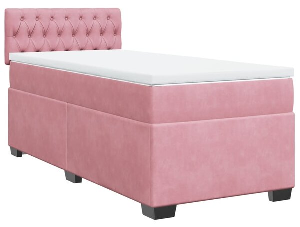 Box spring postel s matrací růžová 100x200 cm samet 3288545