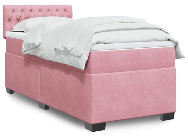 Box spring postel s matrací růžová 100x200 cm samet 3288545