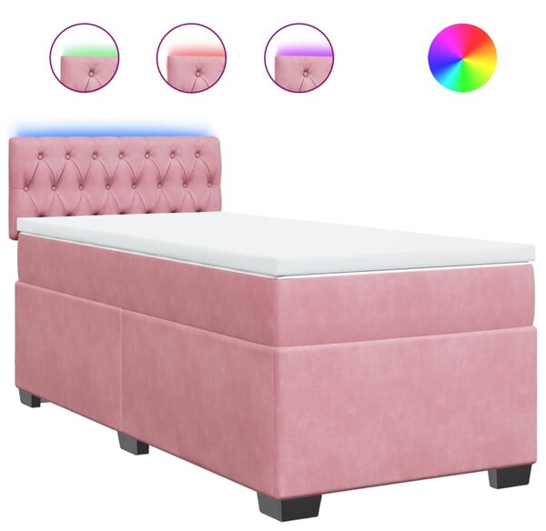 Box spring postel s matrací růžová 100x200 cm samet 3288545