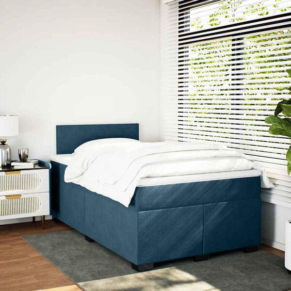 Box spring postel s matrací modrá 120 x 190 cm samet 3288556