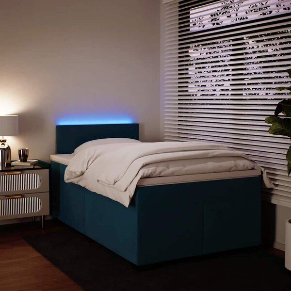 Box spring postel s matrací modrá 120 x 190 cm samet 3288556