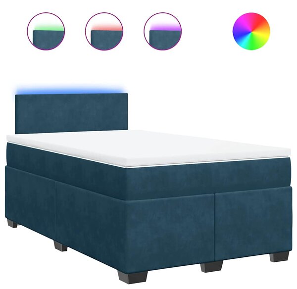Box spring postel s matrací modrá 120 x 190 cm samet 3288556