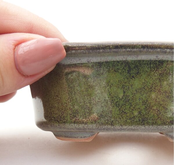 E-bonsai Keramická bonsai miska 9,5 x 6,5 x 3,5 cm zelená