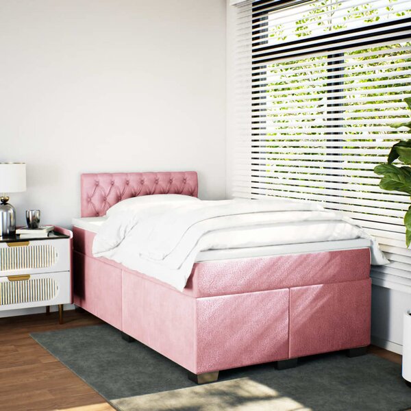 Box spring postel s matrací růžová 120 x 200 cm samet 3288593