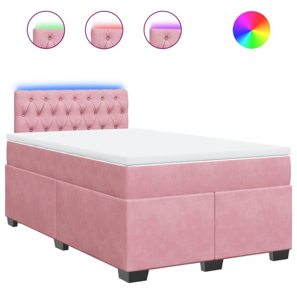 Box spring postel s matrací růžová 120 x 200 cm samet 3288593