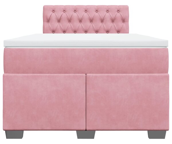 Box spring postel s matrací růžová 120 x 200 cm samet 3288593