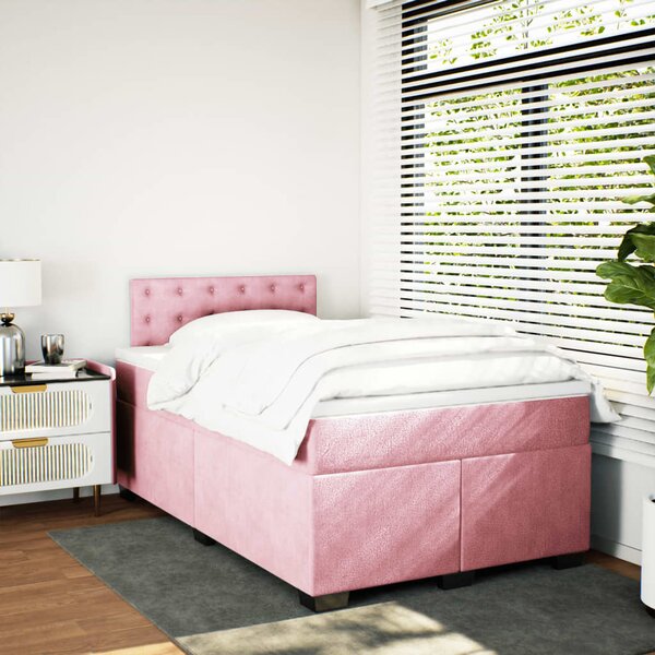 Box spring postel s matrací růžová 120 x 200 cm samet 3288599