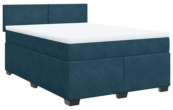 Box spring postel s matrací modrá 140 x 190 cm samet 3288604