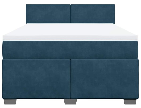 Box spring postel s matrací modrá 140 x 190 cm samet 3288604