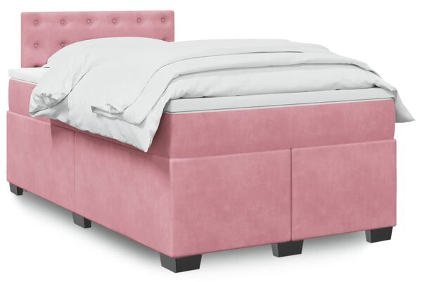 Box spring postel s matrací růžová 120 x 200 cm samet 3288599