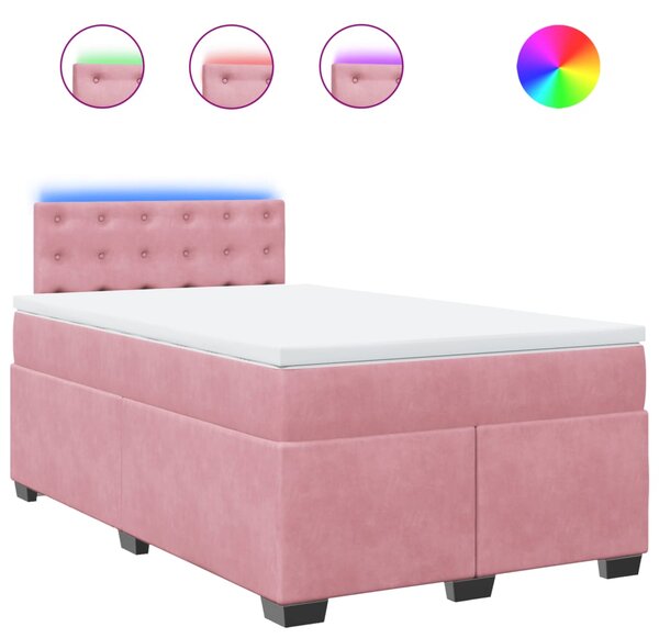 Box spring postel s matrací růžová 120 x 200 cm samet 3288599