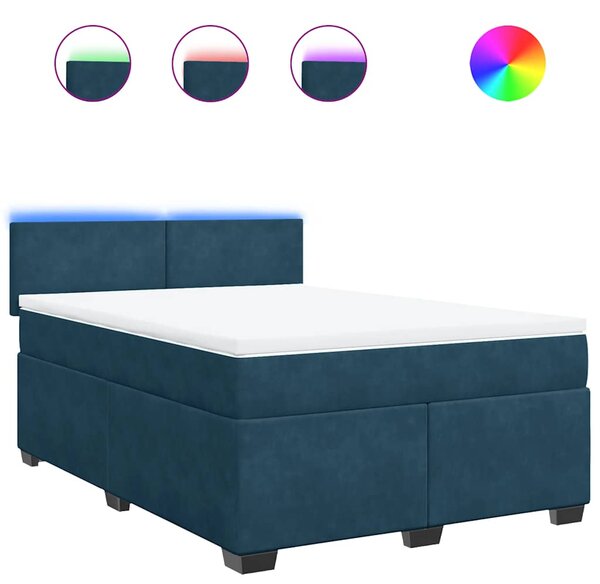 Box spring postel s matrací modrá 140 x 190 cm samet 3288604